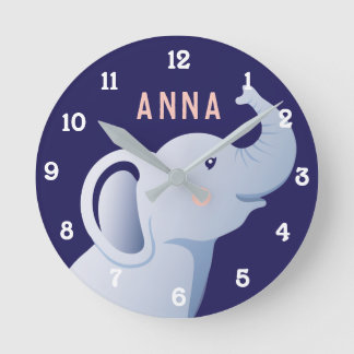 Personlig Elephant Wall Clock Rund Klocka