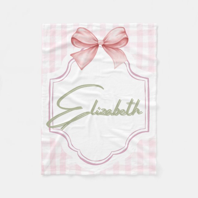 Personlig Elizabeth Flicka Nursery Gingham Fleecefilt (Framsidan)
