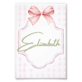 Personlig Elizabeth Flicka Nursery Gingham Fototryck