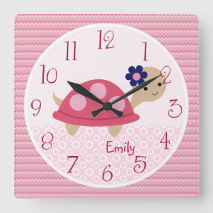Personlig Ellie/Ella Elephant Nursery Clock Fyrkantig Klocka