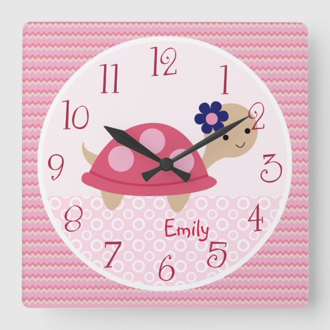 Personlig Ellie/Ella Elephant Nursery Clock Fyrkantig Klocka (Framsida)