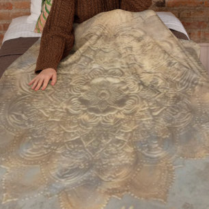 Personlig Embossed Mandala Elegant Boho Gift Fleecefilt