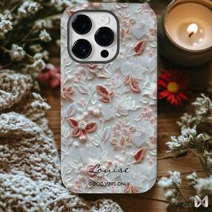 Personlig Embroderad Blommigt iphone case