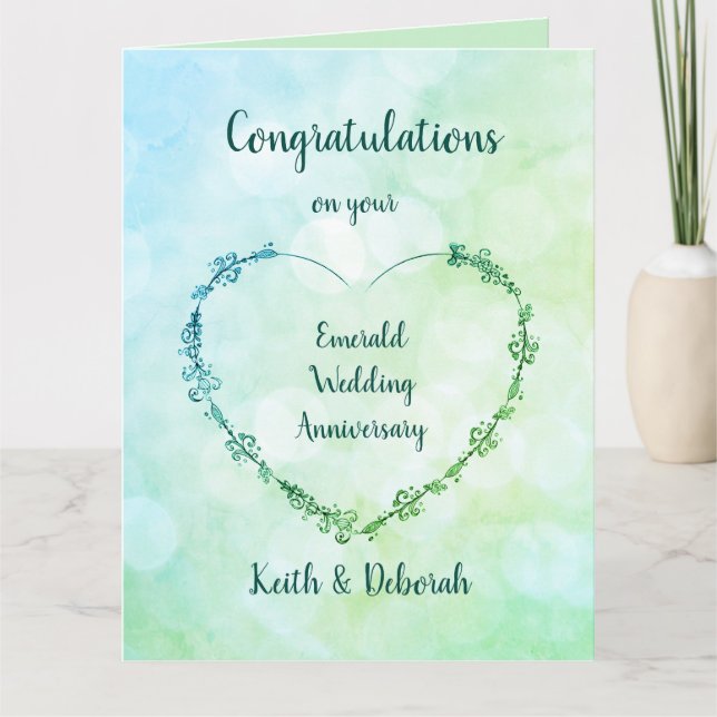 Personlig Emerald Bröllop årsdag Kort (Framsida)