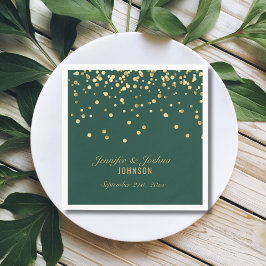Personlig EMERALD Grönt Guld Confetti Bröllop Pappersservett