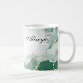 Personlig Emerald Grönt Guld Watercolor Kaffemugg