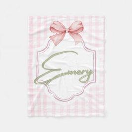 Personlig Emery Flicka Nursery Bow&Gingham Fleecefilt