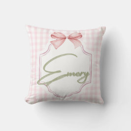 Personlig Emery Flicka Nursery Bow&Gingham Kudde