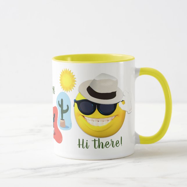 Personlig Emoji Wearing Sol Hat with Cacti Mugg (Höger)