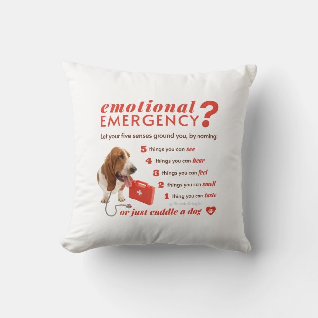 Personlig Emotional First Aid - Bassett Hund Kudde (Framsida)