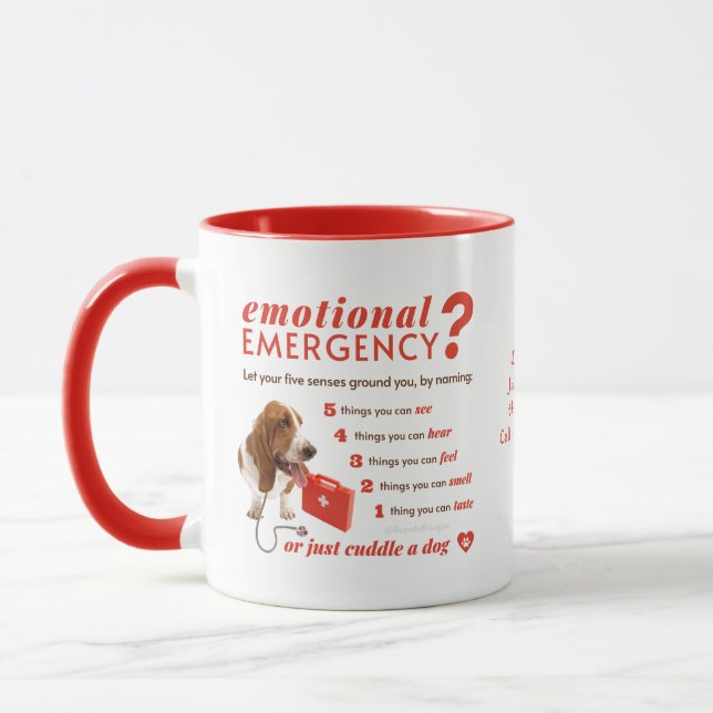 Personlig Emotional First Aid - Bassett Hund Mugg (Vänster)