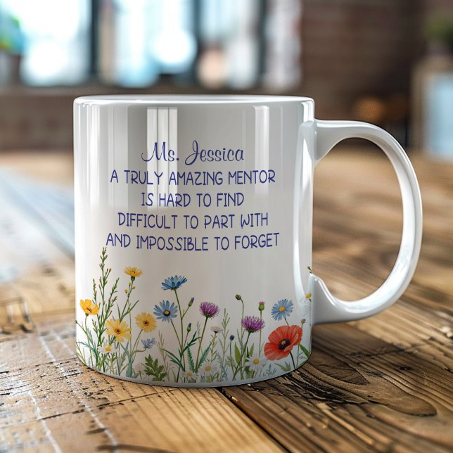Personlig En verkligt fantastisk mentor Blommig Kaffemugg (Skapare uppladdad)