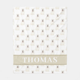 Personlig engelsk bulldogg (vit) fleecefilt