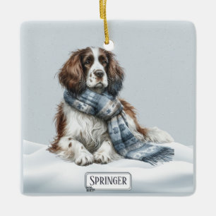 Personlig engelsk springerspaniel-ornament julgransprydnad keramik