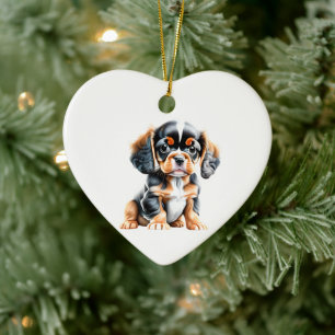 Personlig engelsk toy spaniel-valp julgransprydnad keramik