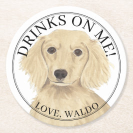 Personlig Engelska Cream Dachshund Hund Bröllop Underlägg Papper Rund