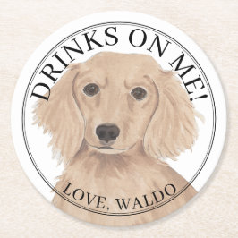 Personlig Engelska Red Dachshund Hund Bröllop Underlägg Papper Rund