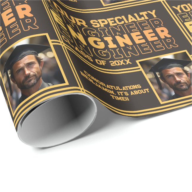 Personlig Engineering Namn Studenten år Presentpapper (Rullad Hörn)