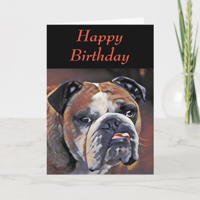 Personlig English Bulldog Birthday Card Kort (Framsida)