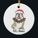 Personlig English Bulldog (Brindle) Julgransprydnad Keramik<br><div class="desc">Gör den trevliga listan i år med en personlig prydnad av ditt favoritlilla barn!</div>