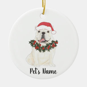 Personlig English Bulldog (vit) Julgransprydnad Keramik