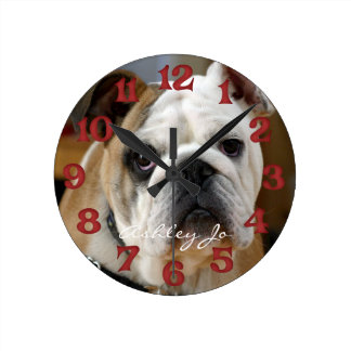 Personlig English Bulldog Wall Clock Rund Klocka