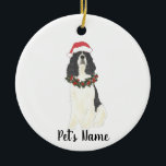 Personlig English Springer Spain (Black) Julgransprydnad Keramik<br><div class="desc">Gör den trevliga listan i år med en personlig av ditt favoritlilla svarta och vita snålspaniel-elf! För de sötaste gåvorna parar du den med ett matchande konsttryck eller ett annat objekt från min samling!</div>