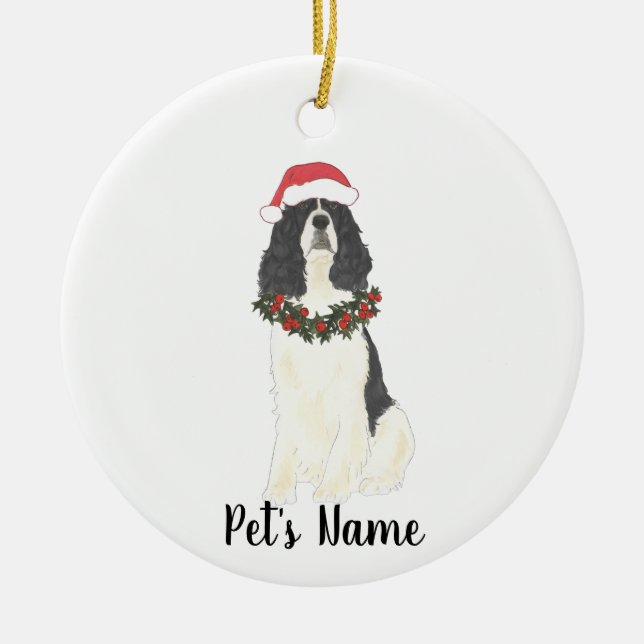Personlig English Springer Spain (Black) Julgransprydnad Keramik (Framsidan)