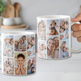 Personlig Enkel 14-Foto Collage Kaffemugg