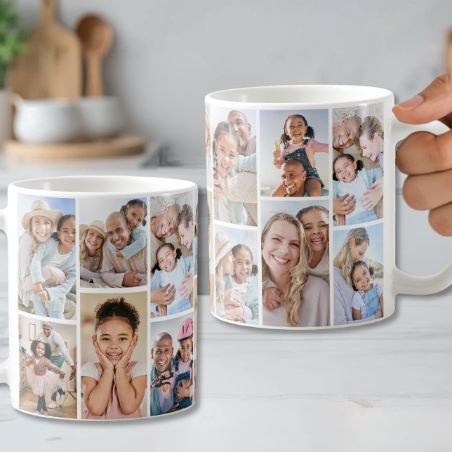 Personlig Enkel 14-Foto Collage Kaffemugg (Personalized Simple 14 Photo Collage Coffee Mug )