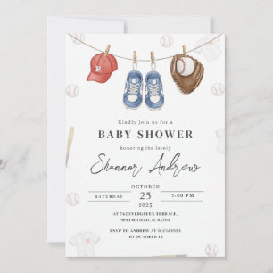 Personlig Enkel Baseboll Baby Shower Inbjudningar