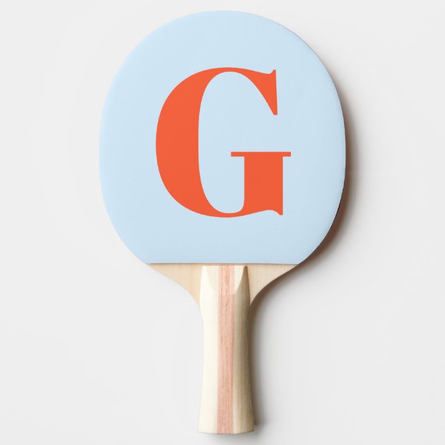 Personlig Enkel Djärv Monogram Mjuk Blå Orange Pingisracket (Framsidan)