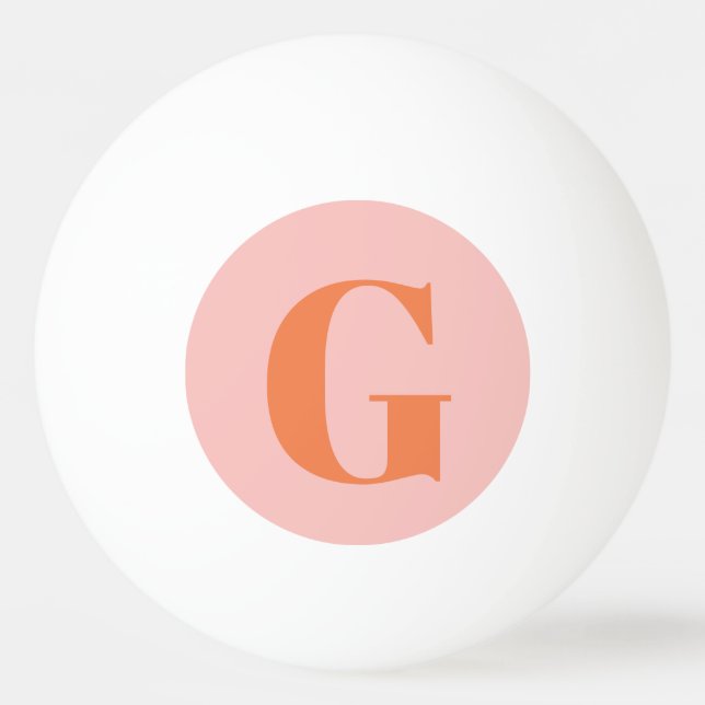 Personlig Enkel Djärv Monogram Rosa och Orange Pingisboll (Framsidan)