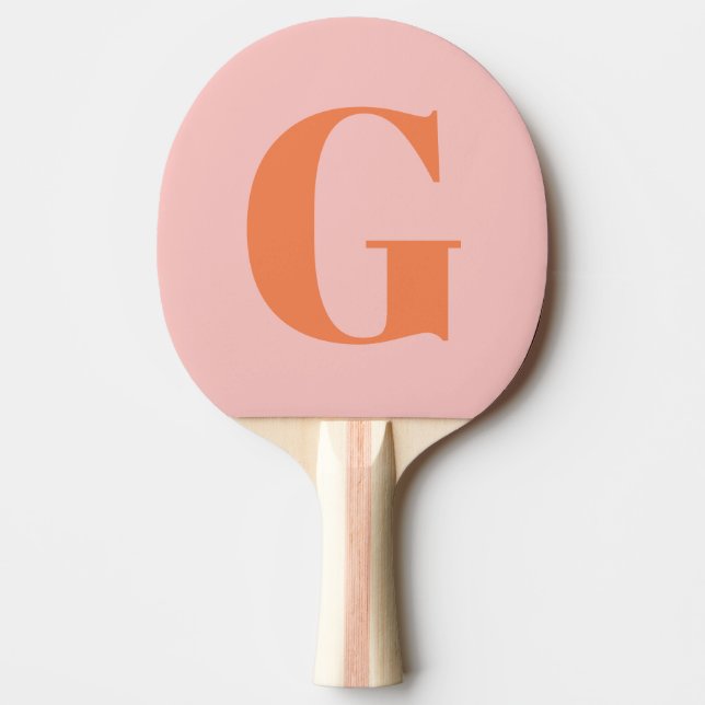 Personlig Enkel Djärv Monogram Rosa och Orange Pingisracket (Framsidan)