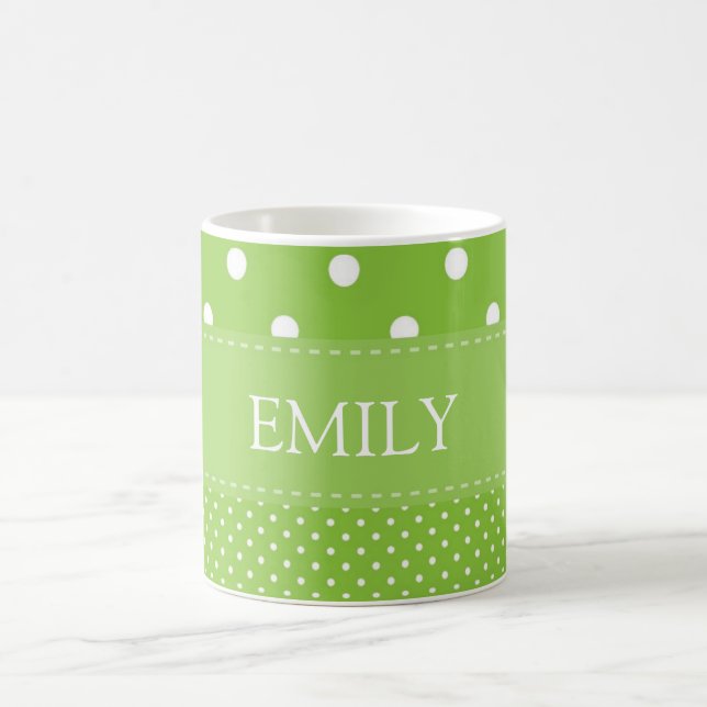 Personlig Enkel Elegant Grönt Polka dots Kaffemugg (Center)