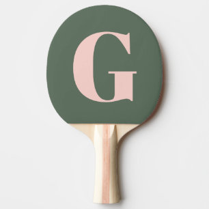 Personlig Enkel Fet Monogram Rosa Och Grön Pingisracket