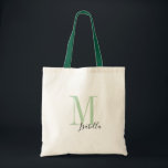 Personlig, enkel grönt namn och monogram tygkasse<br><div class="desc">Elegant Modern Personlig monogram och namn tote bags i grönt och svart färg,  enkelt och snyggt. underbara personlig ger brudens sida vid bröllopsfest,  möhippa eller bachelorette-parti. Anpassa monogrammet eller namn efter val av färg och teckensnitt.</div>