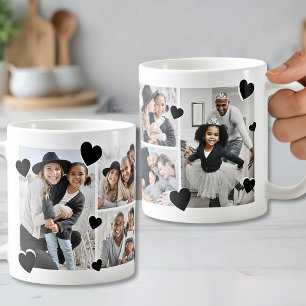 Personlig Enkel Hjärtfamilj Foto Collage Kaffemugg