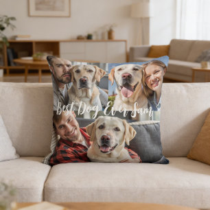 Personlig enkel hund Foto collage minne Kudde