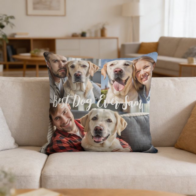 Personlig enkel hund Foto collage minne Kudde (Skapare uppladdad)