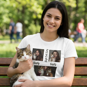 Personlig enkel kattfoto- och namnminne t shirt