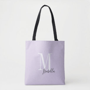 Personlig enkel lila av namn och monogram tygkasse