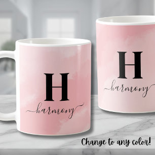 Personlig Enkel Modern Rosa Monogram Kaffemugg