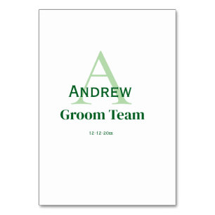 personlig enkel monogram brudgumsteam bestman  bordsnummer