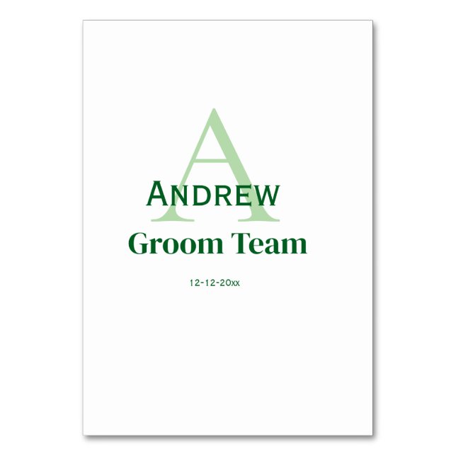 personlig enkel monogram brudgumsteam bestman  bordsnummer (Framsidan)