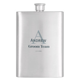 personlig enkel monogram brudgumsteam brudgummar  fickplunta