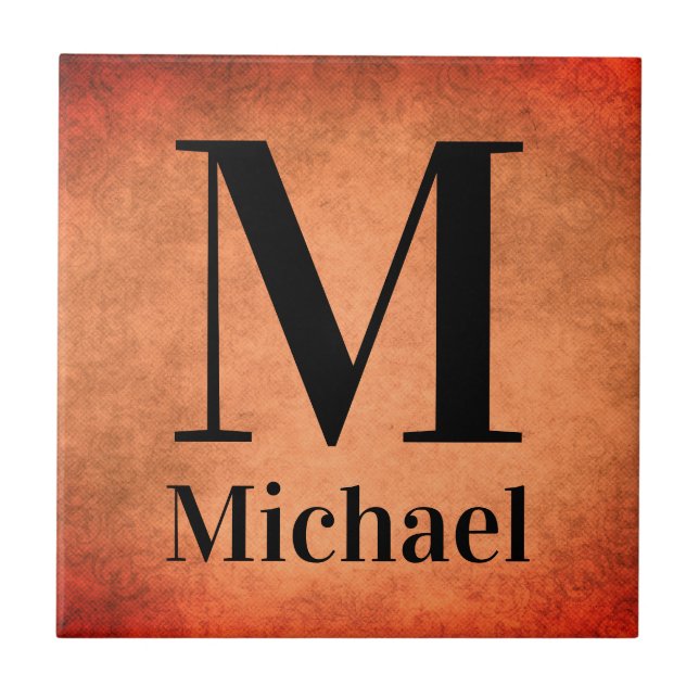 Personlig Enkel Monogram Keramisk Platta Kakelplatta (Framsidan)