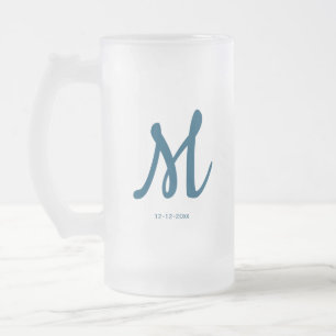 personlig enkel monogram lägg till ditt namn bröll frostat ölglas
