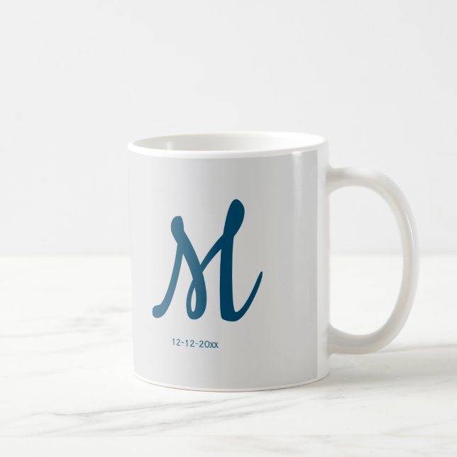 personlig enkel monogram lägg till ditt namn bröll kaffemugg (Höger)