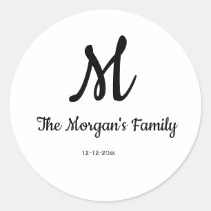 personlig enkel monogram lägg till ditt namn bröll runt klistermärke